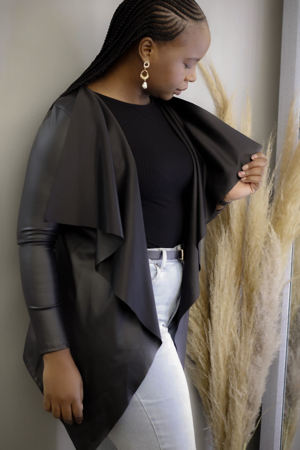 Luxury Waterfall Pleather jacket