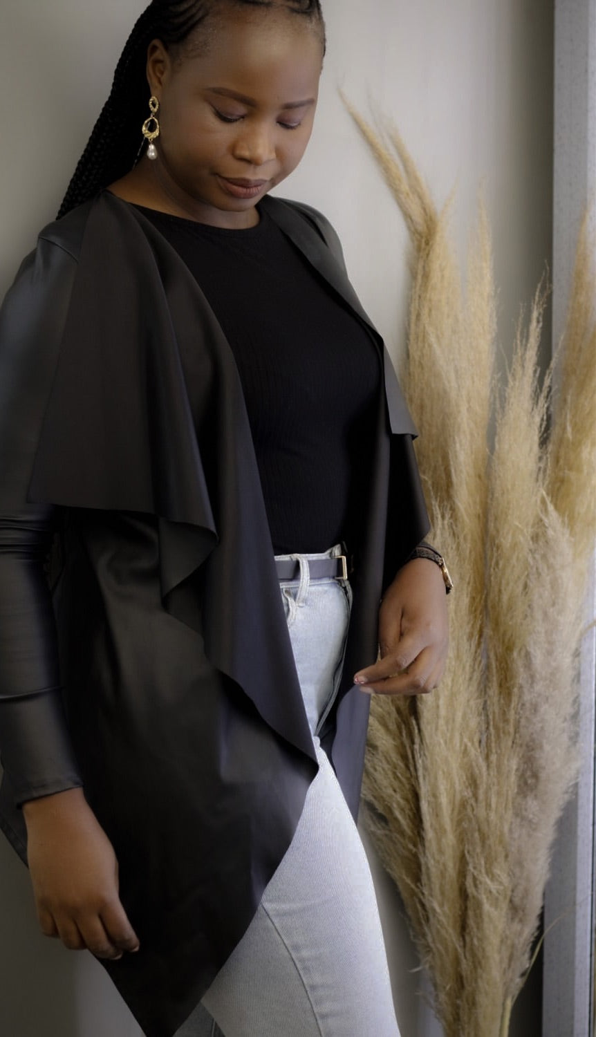 Luxury Waterfall Pleather jacket