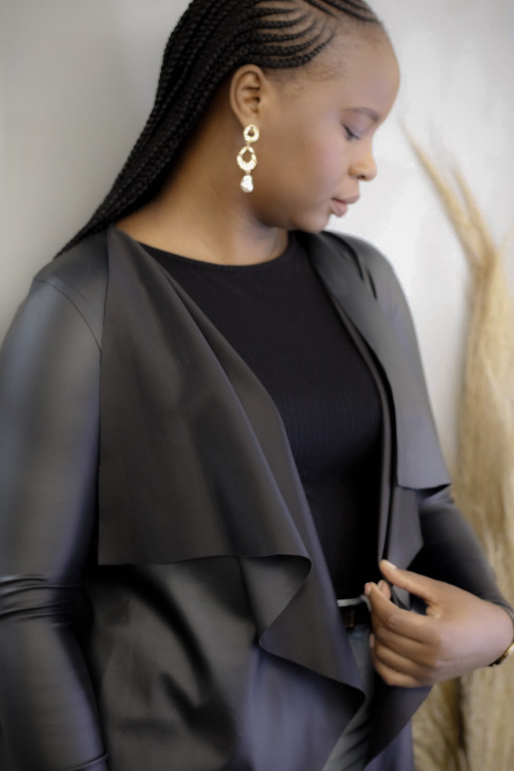 Luxury Waterfall Pleather jacket