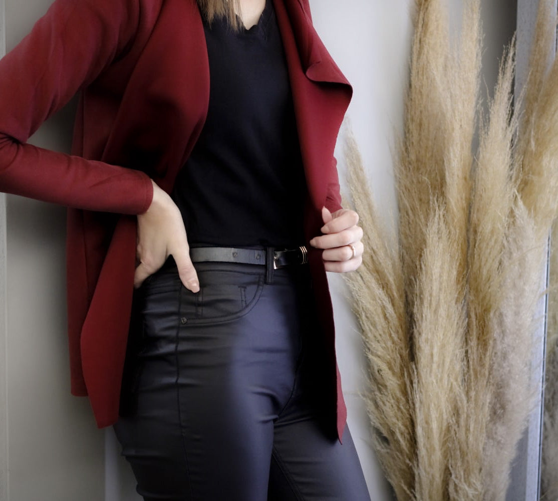 Suede Waterfall Collar Jacket