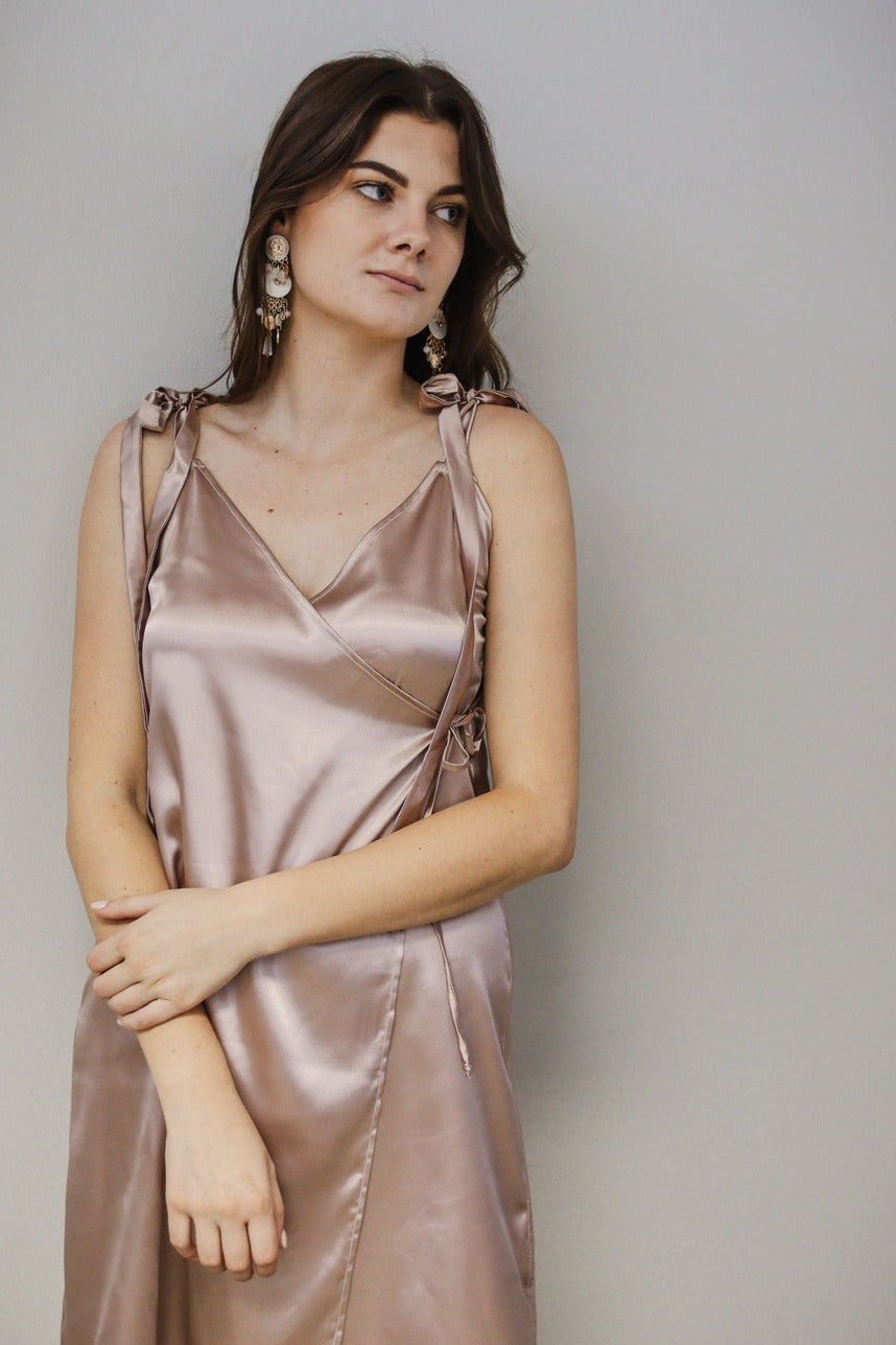 Luxury Katy Wrap Satin Dress