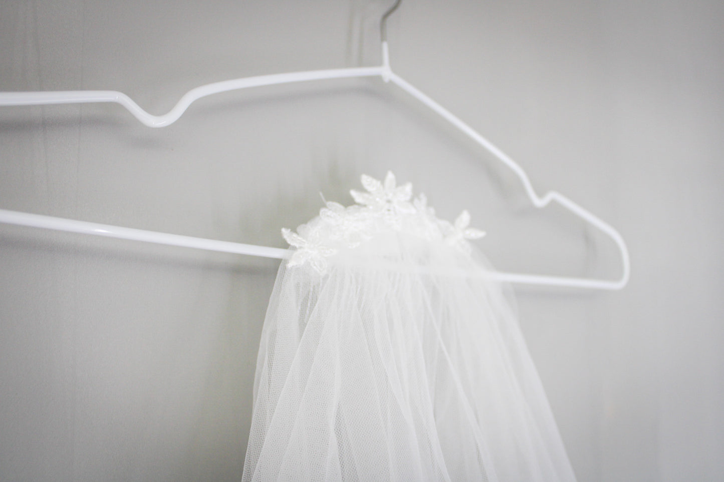 Floral Lace detailed off white Veil