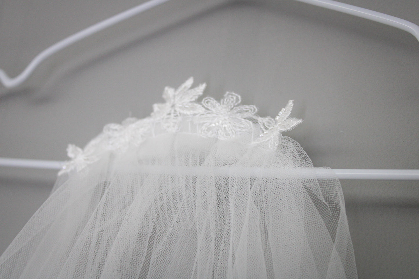 Floral Lace detailed off white Veil