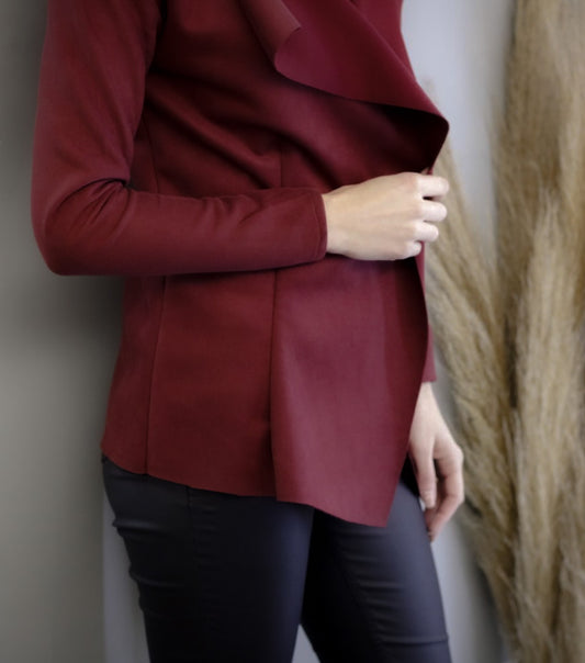 Suede Waterfall Collar Jacket